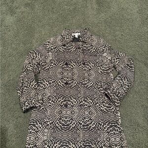 Kenneth Cole Black and White Patterned Trench Coat